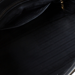 Pre Owned Prada Black Saffiano Leather Medium Double Zip Tote