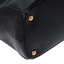 Pre Owned Prada Black Saffiano Leather Medium Double Zip Tote