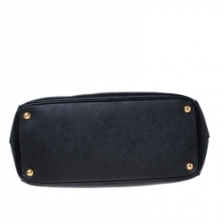 Pre Owned Prada Black Saffiano Leather Medium Double Zip Tote