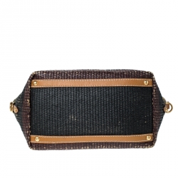 Pre Owned Prada Multicolor Woven Raffia and Python Leather Shoulder Bag