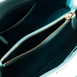 Pre Owned Prada Turquoise Saffiano Lux Leather Parabole Tote