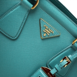 Pre Owned Prada Turquoise Saffiano Lux Leather Parabole Tote