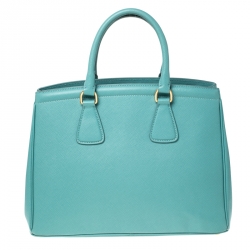 Pre Owned Prada Turquoise Saffiano Lux Leather Parabole Tote