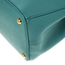 Pre Owned Prada Turquoise Saffiano Lux Leather Parabole Tote