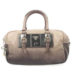 مملوكة مسبقًا Prada Beige &amp; Brown Ombre Glace Leather Zippers Satchel Bag 