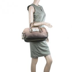 مملوكة مسبقًا Prada Beige &amp; Brown Ombre Glace Leather Zippers Satchel Bag 