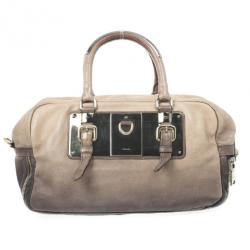 مملوكة مسبقًا Prada Beige &amp; Brown Ombre Glace Leather Zippers Satchel Bag 