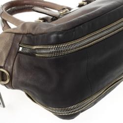 مملوكة مسبقًا Prada Beige &amp; Brown Ombre Glace Leather Zippers Satchel Bag 