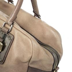مملوكة مسبقًا Prada Beige &amp; Brown Ombre Glace Leather Zippers Satchel Bag 