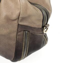 مملوكة مسبقًا Prada Beige &amp; Brown Ombre Glace Leather Zippers Satchel Bag 