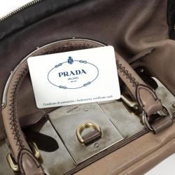 مملوكة مسبقًا Prada Beige &amp; Brown Ombre Glace Leather Zippers Satchel Bag 