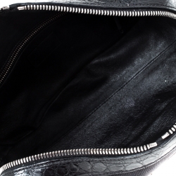 Pre Owned Prada Black Canvas and Crocodile Leather Satchel