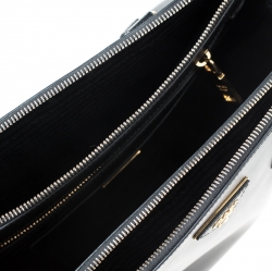Pre Owned Prada Black Saffiano Leather Medium Double Zip Tote