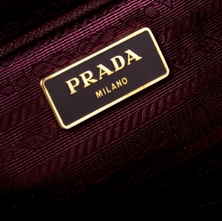 Pre Owned Prada Burgundy Saffiano Leather Executive Double Zip Tote