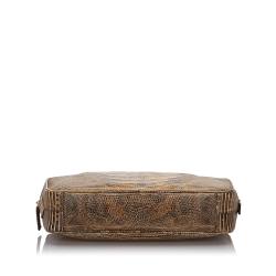 Pre Owned Prada Brown Crocodile Embossed Leather Top Handle Bag