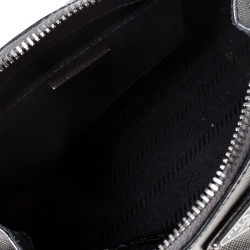Pre Owned Prada Metallic Silver Saffiano Leather Mini Promenade Crossbody Bag