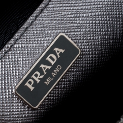 Pre Owned Prada Metallic Silver Saffiano Leather Mini Promenade Crossbody Bag
