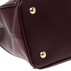 Pre Owned Prada Burgundy Saffiano Lux Leather Tote