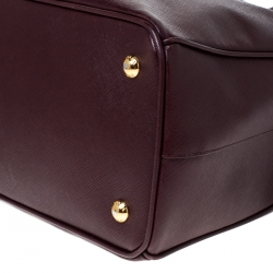 Pre Owned Prada Burgundy Saffiano Lux Leather Tote