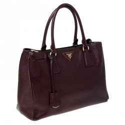 Pre Owned Prada Burgundy Saffiano Lux Leather Tote