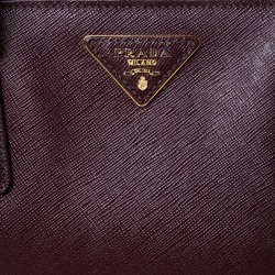 Pre Owned Prada Burgundy Saffiano Lux Leather Tote