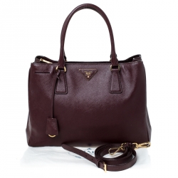 Pre Owned Prada Burgundy Saffiano Lux Leather Tote