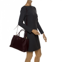Pre Owned Prada Burgundy Saffiano Lux Leather Tote