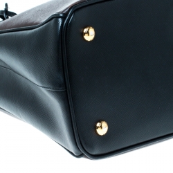 Pre Owned Prada Brown/Black Saffiano Lux Leather Medium Tote