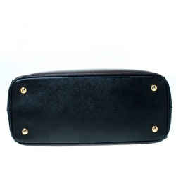 Pre Owned Prada Brown/Black Saffiano Lux Leather Medium Tote