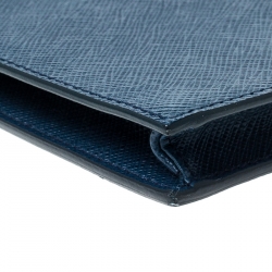 Pre Owned Prada Blue Leather Saffiano Phone Holder Crossbody Bag