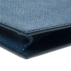 Pre Owned Prada Blue Leather Saffiano Phone Holder Crossbody Bag