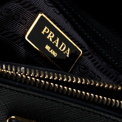 Pre Owned Prada Black/White Saffiano Lux Leather Medium Tote