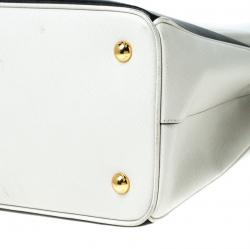 Pre Owned Prada Black/White Saffiano Lux Leather Medium Tote