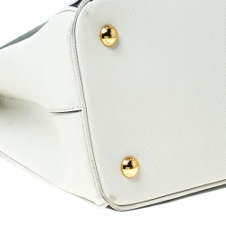 Pre Owned Prada Black/White Saffiano Lux Leather Medium Tote