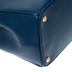 Pre Owned Prada Blue Saffiano Lux Leather Large Double Zip Tote