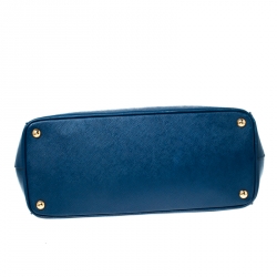 Pre Owned Prada Blue Saffiano Lux Leather Large Double Zip Tote