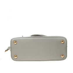 Pre Owned Prada Grey Saffiano Lux Leather Small Promenade Crossbody Bag