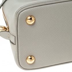 Pre Owned Prada Grey Saffiano Lux Leather Small Promenade Crossbody Bag