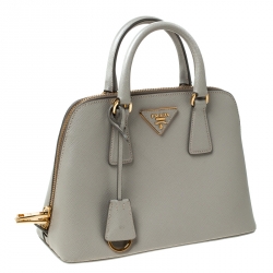 Pre Owned Prada Grey Saffiano Lux Leather Small Promenade Crossbody Bag