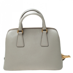 Pre Owned Prada Grey Saffiano Lux Leather Small Promenade Crossbody Bag
