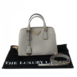 Pre Owned Prada Grey Saffiano Lux Leather Small Promenade Crossbody Bag