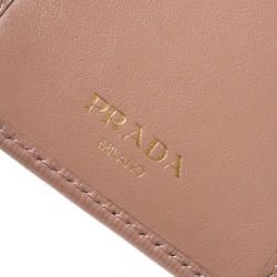 Pre Owned Prada Beige Leather Compact Wallet