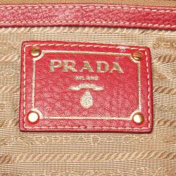 Pre Owned Prada Brown/Red Canapa Canvas Shoulder Bag