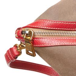 Pre Owned Prada Brown/Red Canapa Canvas Shoulder Bag