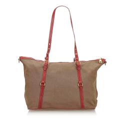 Pre Owned Prada Brown/Red Canapa Canvas Shoulder Bag