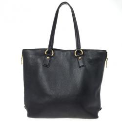 مملوكة مسبقًا Prada Black Vitello Daino Side Zip Shopping Tote