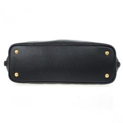 مملوكة مسبقًا Prada Black Vitello Daino Side Zip Shopping Tote