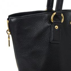 مملوكة مسبقًا Prada Black Vitello Daino Side Zip Shopping Tote