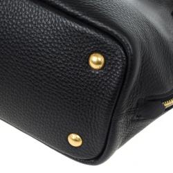 مملوكة مسبقًا Prada Black Vitello Daino Side Zip Shopping Tote