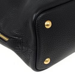 مملوكة مسبقًا Prada Black Vitello Daino Side Zip Shopping Tote